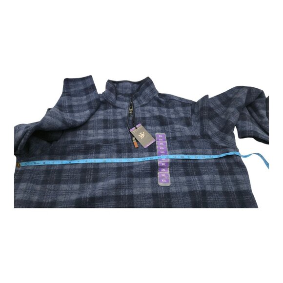 John Wayne Sweater Men XXL Wooly Fleece 1/4 Zip Blue Plaid Preppy Gorpcore - Picture 5 of 8